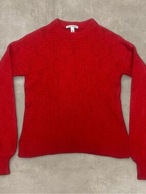 Autumn Cashmere 100% Cashmere Sweater Red Cable Knit Size Small